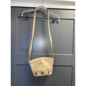 Paloma Picasso ITALY CREAM GENUINE LEATHER SHOULDER BAG X-BODY HANDBAG PURSE